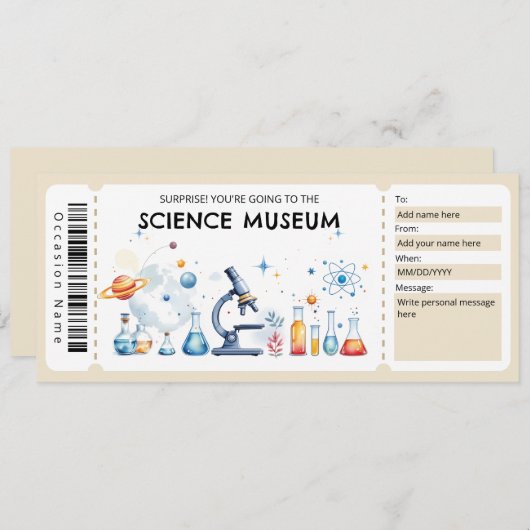Invitation Science Museum Gift Certificate (Devant / Derrière)
