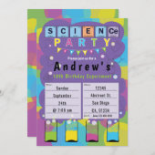 Invitation Science Party - Enfants à thème fête d'anniversair (Devant / Derrière)