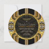 Invitation Scifi Gold Art Déco Chic Glamor Couples Douche (Dos)