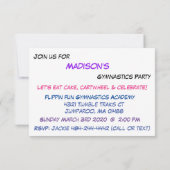 Invitation scintillante pour fête de gymnastique (Dos)