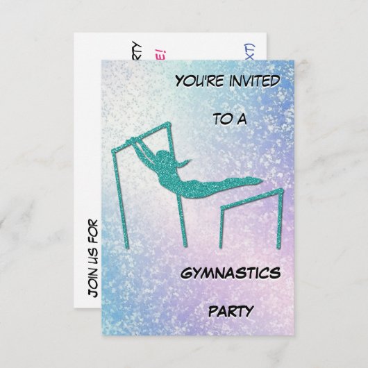 Invitation scintillante pour fête de gymnastique (Devant / Derrière)