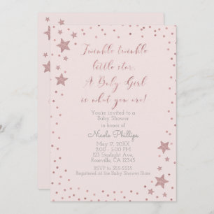 Invitation Scintillement peu de baby shower rose de fille