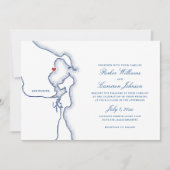 Invitation Scituate Harbour MA Map Elégant Mariage bleu marin (Devant)