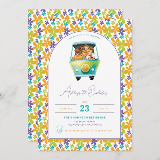 Invitation Scooby-Doo & Mystery Machine Anniversaire (Devant / Derrière)
