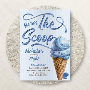 Invitation Scoop Glace Cream Boys N'Importe Quel Âge Annivers