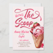 Invitation Scoop Ice Cream Girls N'importe quel âge Anniversa (Devant)