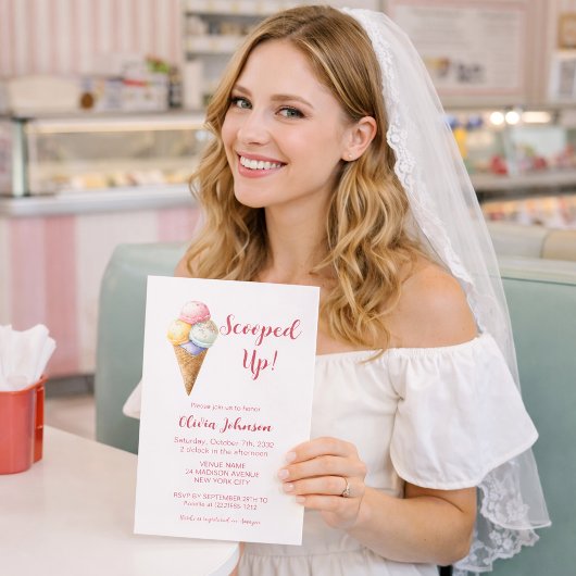 Invitation Scooped Up! Pink Ice Cream Bridal Shower