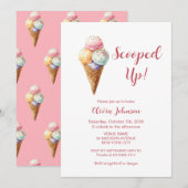 Invitation Scooped Up! Pink Ice Cream Bridal Shower (Devant / Derrière)