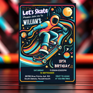 Invitation Scooter Jump Zone Skateboard 13e anniversaire
