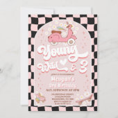 Invitation Scooter Pink Young Wild et trois 3e anniversaire (Devant)