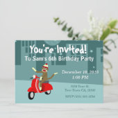 Invitation Scooter Sock Monkey (Debout devant)