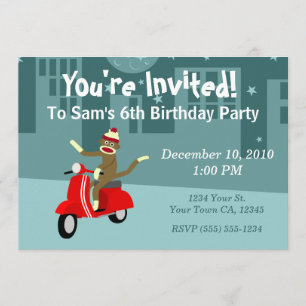 Invitation Scooter Sock Monkey