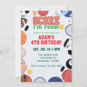 Invitation Score I'm Four, Sports 4th Birthday (Devant)