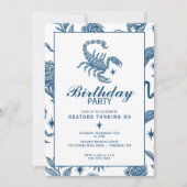 Invitation Scorpio Birthday Elegant Toile Scorpions Celestial (Devant)