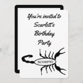 Invitation Scorpio Black Scorpion Star Sign Custom Anniversai (Devant / Derrière)