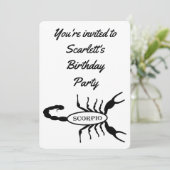 Invitation Scorpio Black Scorpion Star Sign Custom Anniversai (Debout devant)
