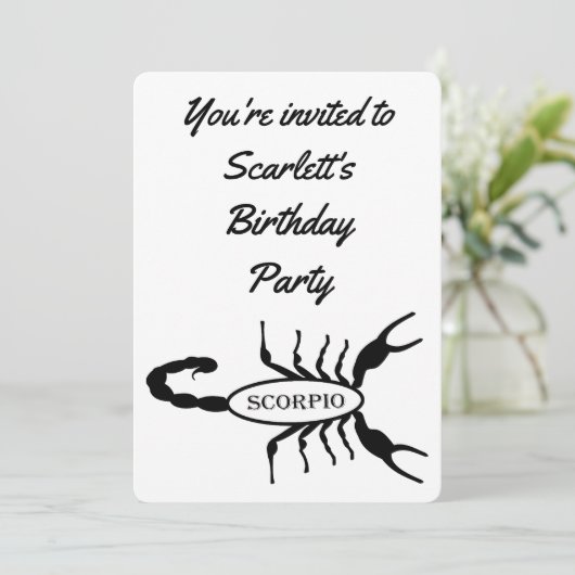 Invitation Scorpio Black Scorpion Star Sign Custom Anniversai (Debout devant)