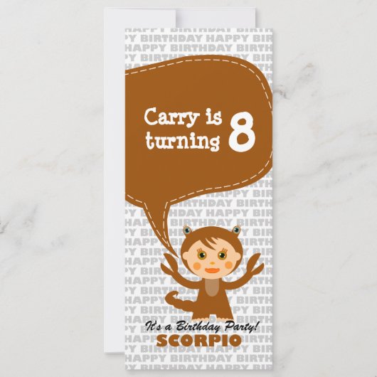 Invitation Scorpio fête d'anniversaire (Devant)