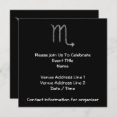 Invitation Scorpio. Signe d'astrologie zodiaque.Noir. (Devant / Derrière)