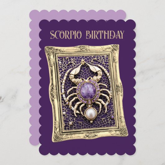 Invitation Scorpio Zodiac A Purple Gem (Devant / Derrière)