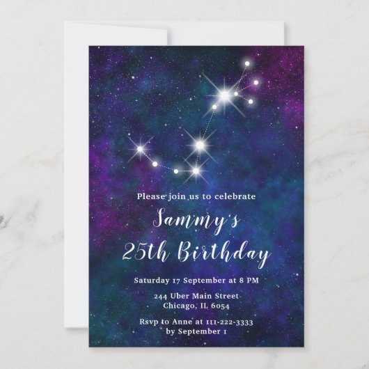 Invitation Scorpio Zodiac Constellation fête d'anniversaire (Devant)
