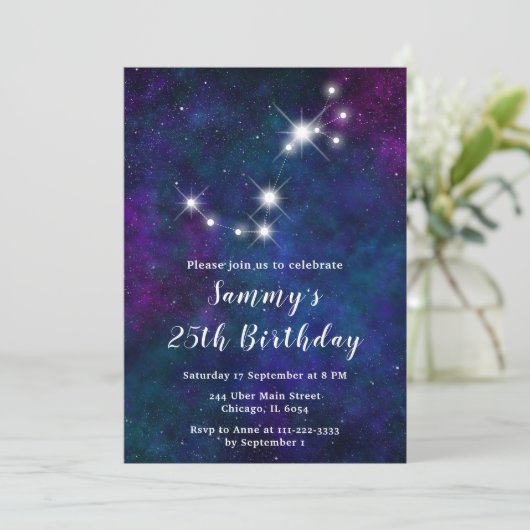 Invitation Scorpio Zodiac Constellation fête d'anniversaire (Debout devant)