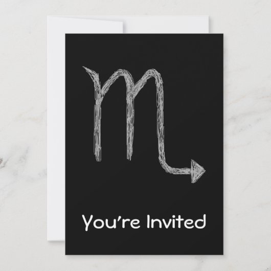 Invitation Scorpion. Signe d'astrologie de zodiaque. Noir (Devant)