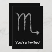 Invitation Scorpion. Signe d'astrologie de zodiaque. Noir (Devant / Derrière)