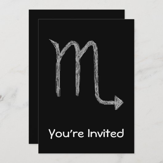 Invitation Scorpion. Signe d'astrologie de zodiaque. Noir (Devant / Derrière)