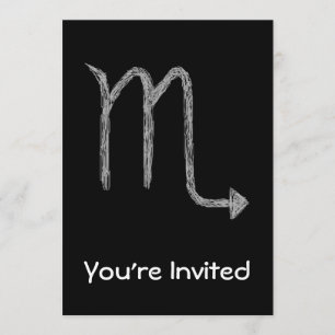 Invitation Scorpion. Signe d'astrologie de zodiaque. Noir