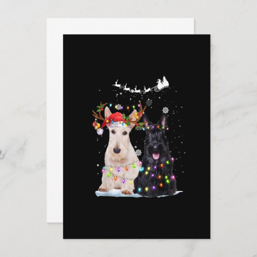 Invitation Scottish Terrier Reindeer Santa Hat Xmas Lights Ch (Devant / Derrière)