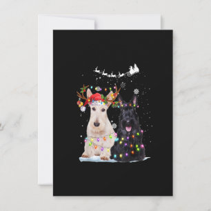 Invitation Scottish Terrier Reindeer Santa Hat Xmas Lights Ch