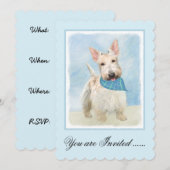 Invitation Scottish Terrier Wheaten Dog Painting Art original (Devant / Derrière)