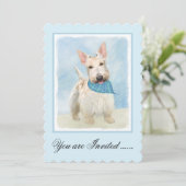 Invitation Scottish Terrier Wheaten Dog Painting Art original (Debout devant)