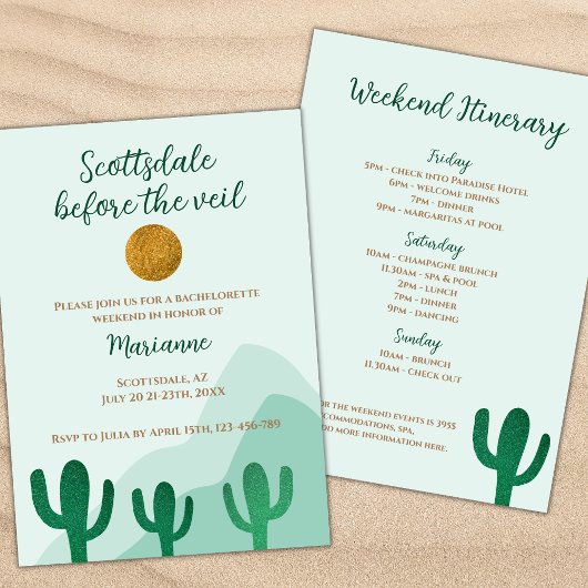 Invitation Scottsdale Avant La Bachelorette Veil Cactus