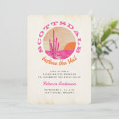 Invitation Scottsdale Retro Vintage Pink Orange Bachelorette (Debout devant)
