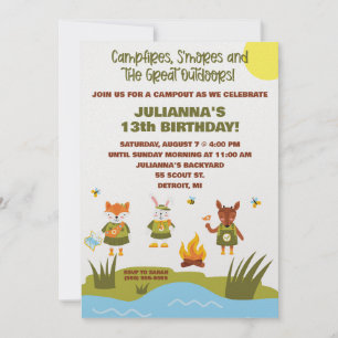 Invitation Scouts, Camping, Extérieur Anniversaire À Thème