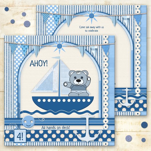 Invitation Scrapbook Bateau à voile Nautique Anniversaire