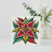 Invitation Scrapbook Festif Floral Pop Art Poinsettia (Debout devant)