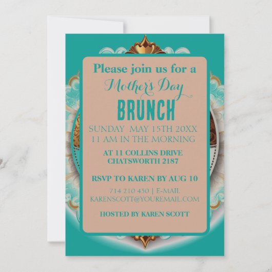 Invitation Scrapbook turquoise et rose Style Fête des Mères (Devant)