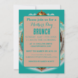 Invitation Scrapbook turquoise et rose Style Fête des Mères