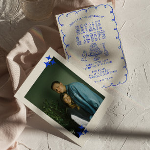 Invitation Scribble à main Quirky Retro Mariage photo