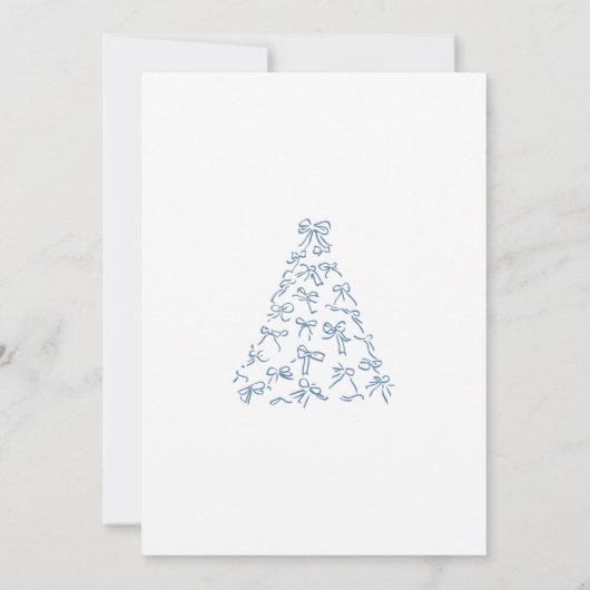 Invitation Scribble Bleu Bow Arbre de Noël Fête des mariées (Dos)
