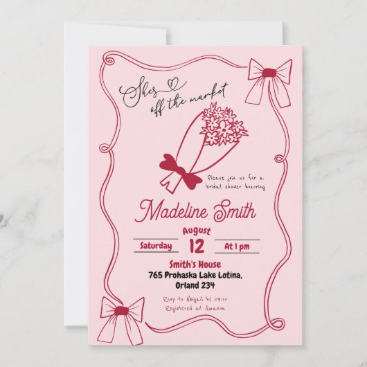 Invitation Scribble Bow frais hors de la Fête des mariées du  (Devant)