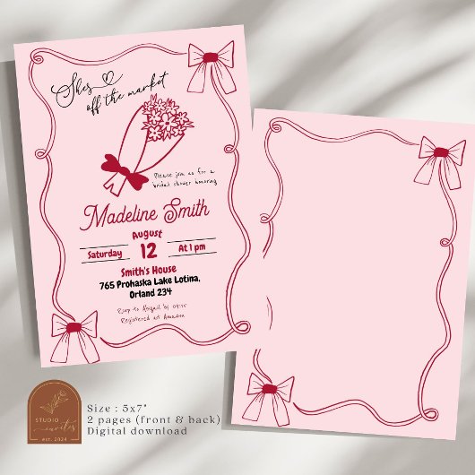 Invitation Scribble Bow frais hors de la Fête des mariées du 