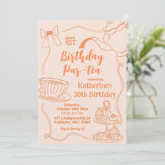 Invitation Scribble Coquette Anniversaire Par-Tea (Debout devant)