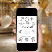 Invitation Scribble Doodles Cheers to New Year Party