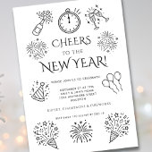 Invitation Scribble Doodles Cheers to New Year Party