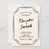 Invitation Scribble écrit à la main Unique moderne Mariage or (Devant)