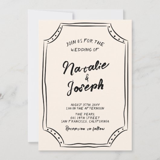 Invitation Scribble écrit à la main Unique moderne Mariage or (Devant)